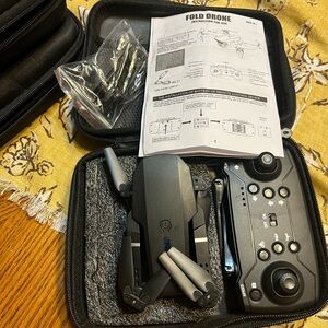 Foldable Black and Gray Drone with Remote Control